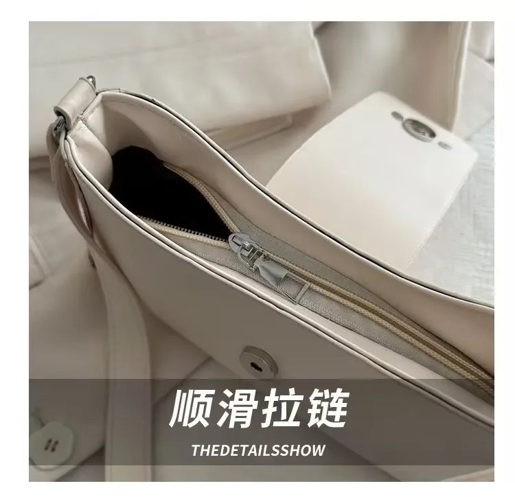 Solid color armpit bag, women's fashion new style | Casual texture shoulder bag, summer minimalist baguette bag