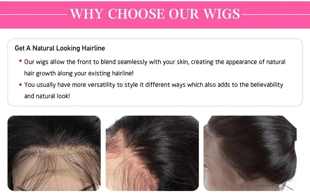 Light Pink 13x4 HD Lace Front Human Hair Wigs For Women Pre Plucked Brazilian Straight 13x6 HD Frontal Wigs 100% Human Hair Wig