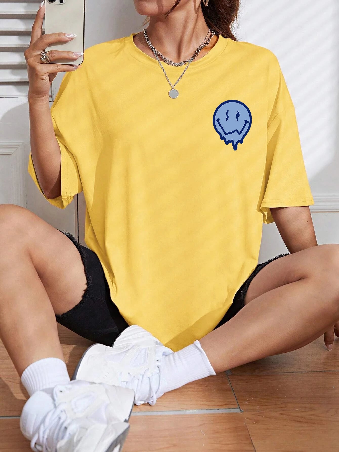 Enjoy The Little Things  Slogan Letter Printed Women T-Shirts Loose Oversized Clothing Personality Street Casual Short Sleeves