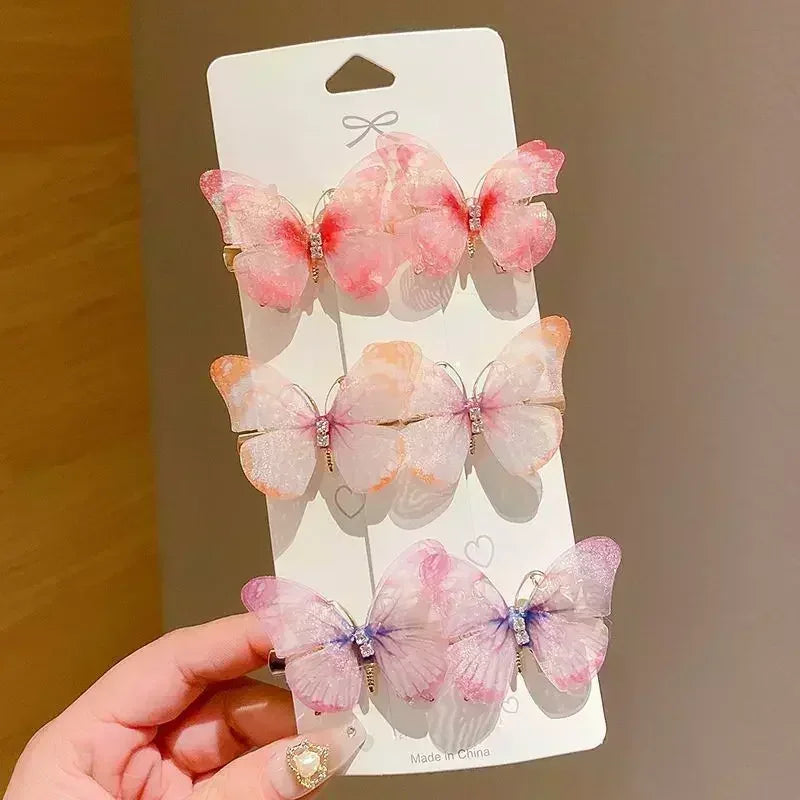 2/6Pcs Colorful Butterfly Hairpins Girl Hair Clips Barrettes Women Sweet Hair Ornament Rainbow Headwear Fashion Hair Accessories