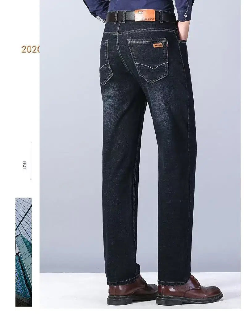 2025 Spring/Summer New Men's Jeans Micro Elastic Loose Straight Tube Business Casual Men's Pants Boutique Denim Series