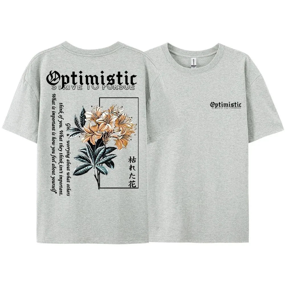 Summer men's breathable and comfortable round neck T-shirt optimistic and enterprising Harajuku printed outdoor casual top