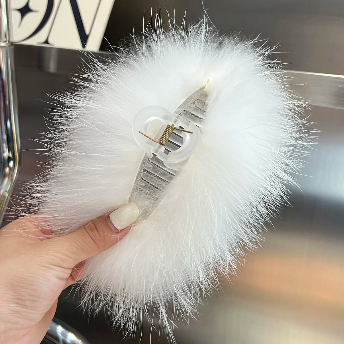 New Jelly Color Fox Fur Hair Clip Woman Claw Clip For ladies Sweet Hair Ornament Hair Hold Headband Fur Hairpin Hair Accessories