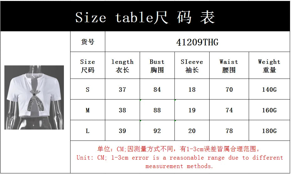 Weird Puss Open Split Women Tees Rhinestone Decoration Low Neck Slim Mini Wild Tops Sexy Hot Girls Nightout High Street Clubwear