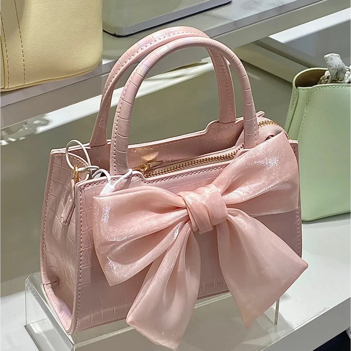 Fashion Womens Pink Bowknot Clutch Purse Shoulder Underarm Messenger Handbag