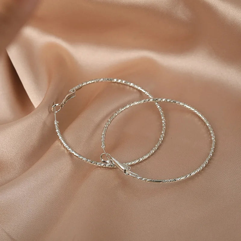 Geometric Large Circle Hoop Earrings For Women Statement Gold Color Ear Ring Fashion Jewelry Accessories Nightclub DJ Boho