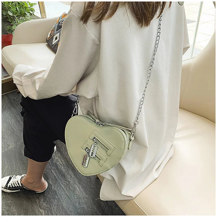 Gothic Heart Blade Zipper Chain Crossbody Bags for Women Girl Casual Shoulder Purses Handbags Techwear Summer Wallet Goth