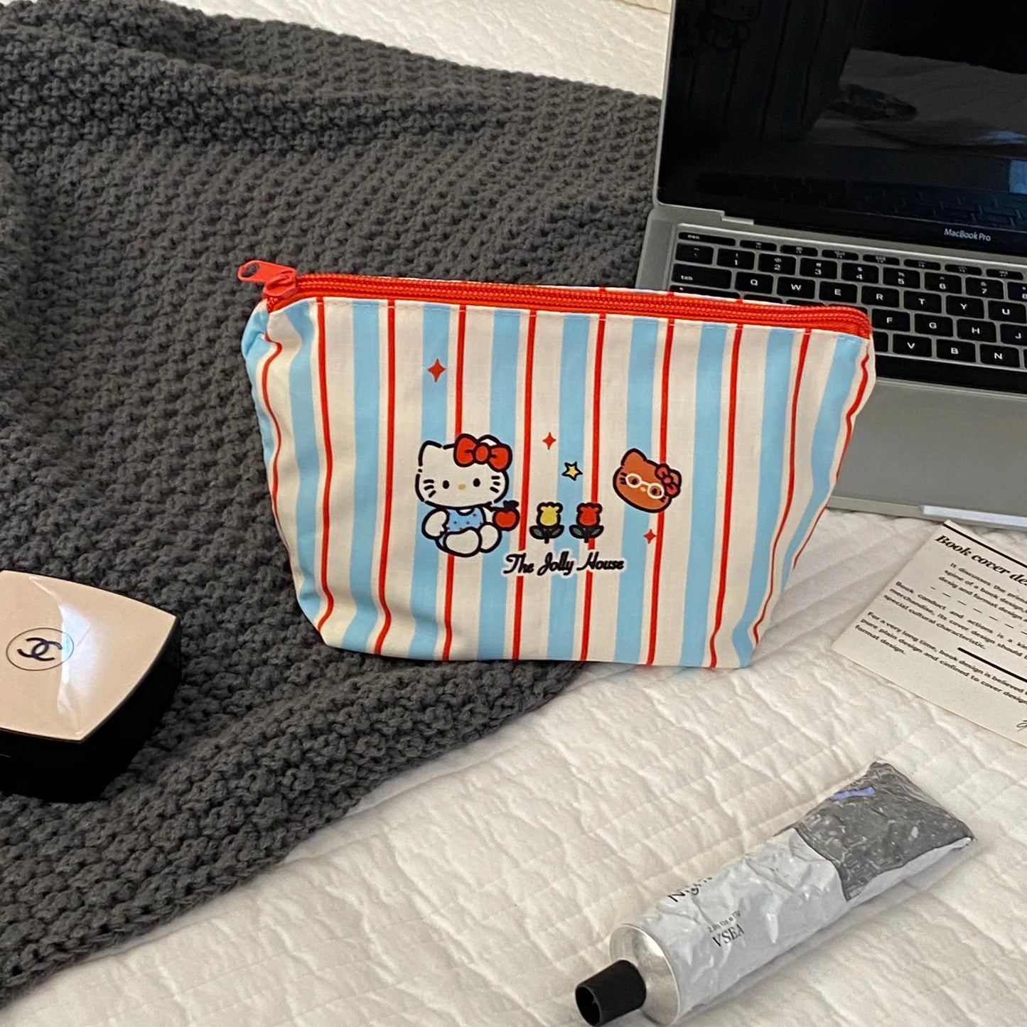 Striped Cat Travel Organizer Bag Portable Luggage Storage Pouch For Trip Business Hand Carry Cosmetic Case