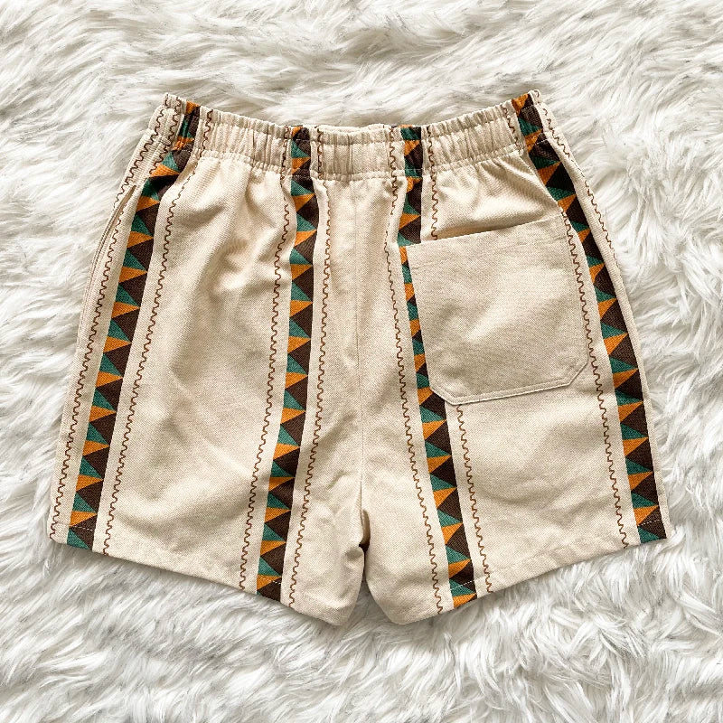 Cactus Jack Shorts Fashion Casual  Loose Color Blocking Patch Black Drawstring Elastic Waist Shorts Men Women Streetwear Pants