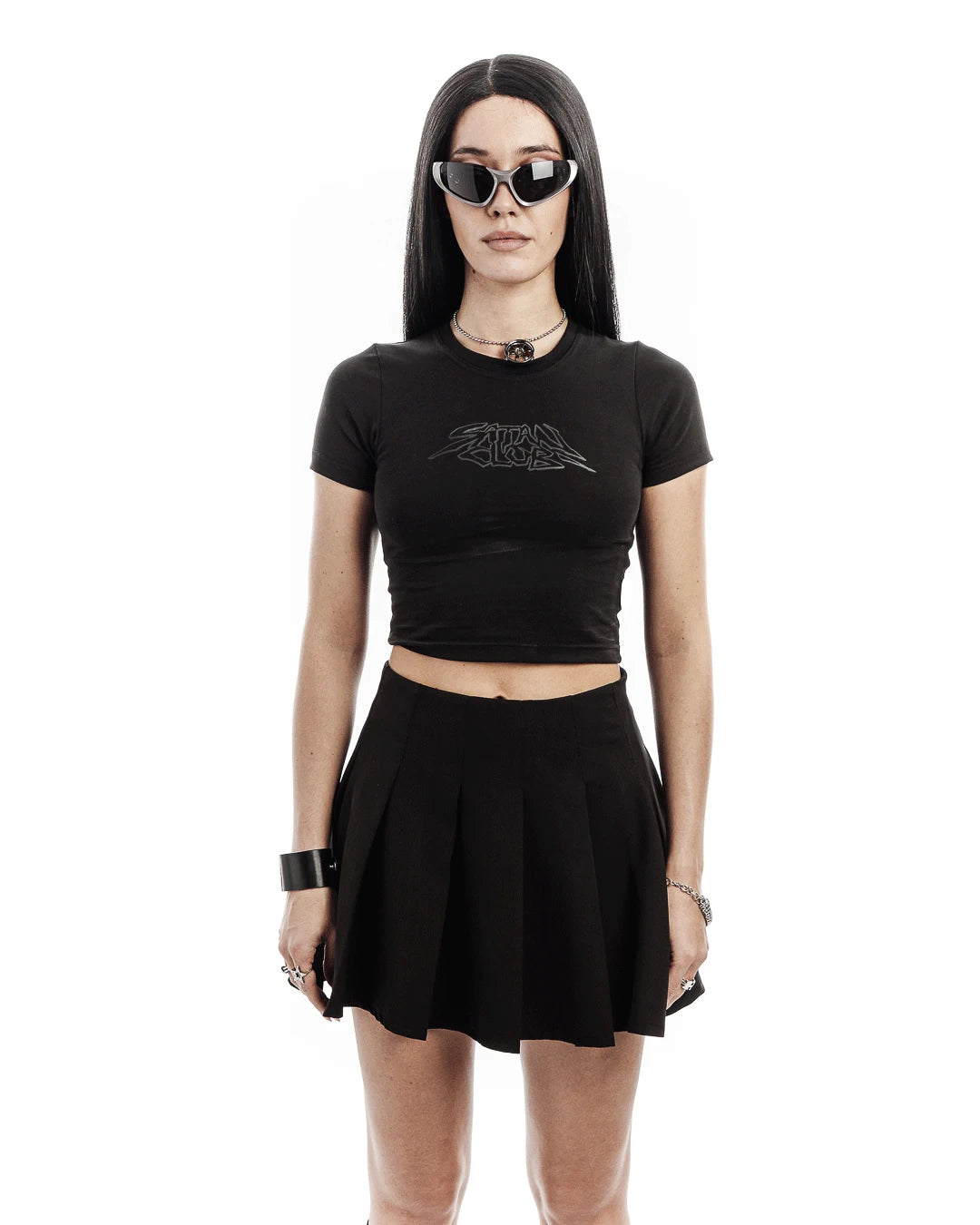 Harajuku Aesthetic Hip Hop Satan Club Graphic Print Y2K Letter Crop Tops SCFEM Tee Women Clothing Streetwear Short Sleeve Tshirt