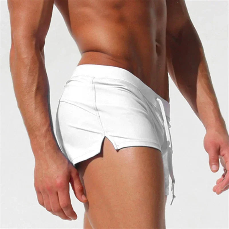 Men's Swimsuit 10 Color Back Pocket Design Quick-drying Beach Men's Boxer Shorts Summer Swimming Trunks