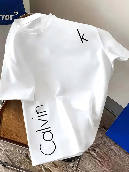 The latest CK letter creative mesh round-neck T-shirt with a fashionable positioning and printing in 2025 is a quick-drying garm