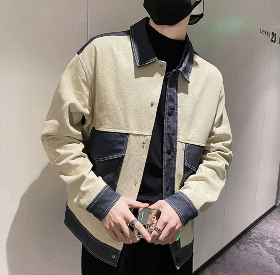 V-neck Button Denim Jackets Man Casual Vintage Outwear Designer Y2k Elatic In Lowest Price Low High Quality Cowboy Coat for Men