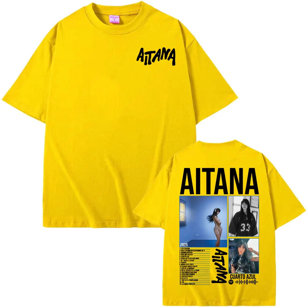 Singer Aitana Cuarto Azul Tour Graphic T Shirts Men Women Fashion Aesthetic Short Sleeve T-shirt Cotton Casual Oversized T Shirt