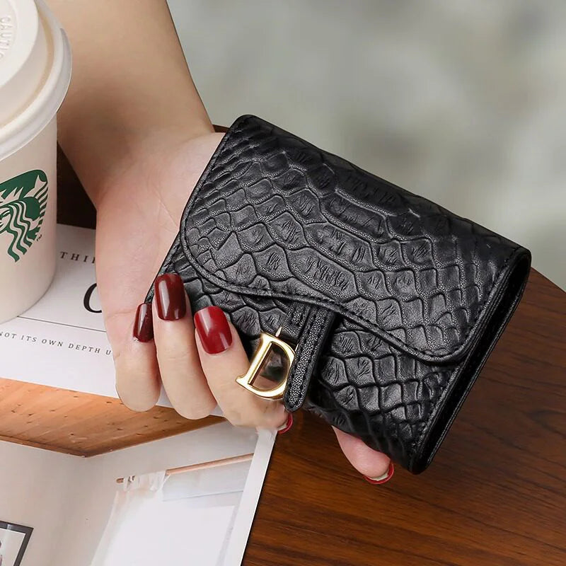 BUYLEMO Crocodile Pattern PU Leather Accordion Card Holder, Unisex Multi-Card Slot Coin Purse