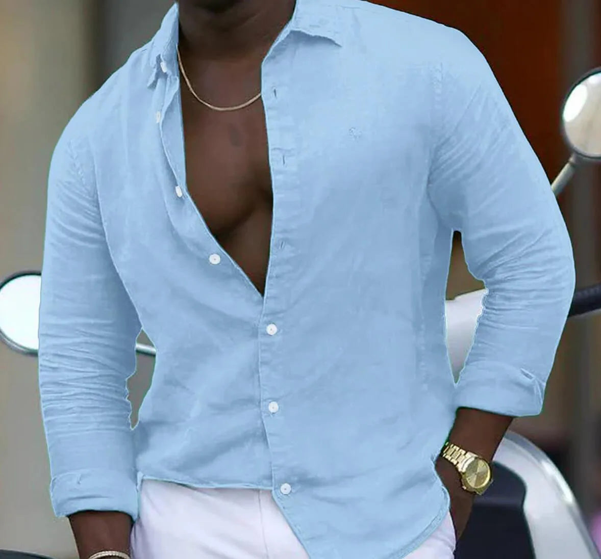 Shirt Couples Spring And Summer New Couples The Same Casual Long-sleeved Shirt Solid Color Button Style Casual Lapel Shirt Beach