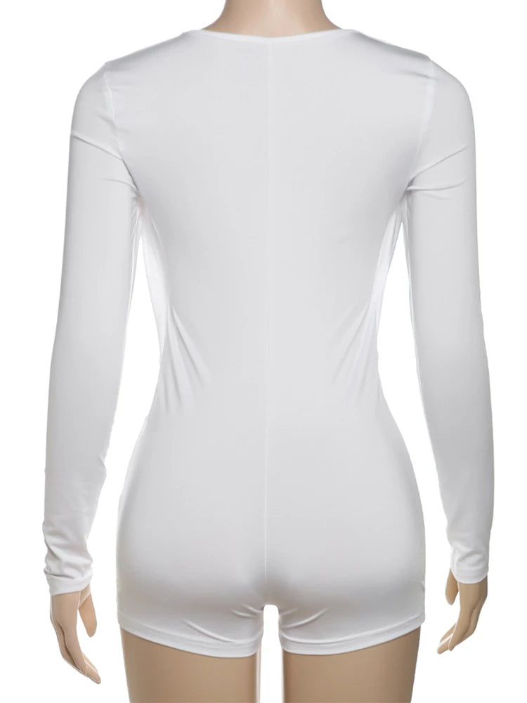 Swing Collar Romper & Metal Buckle Bra Set — Women's Party