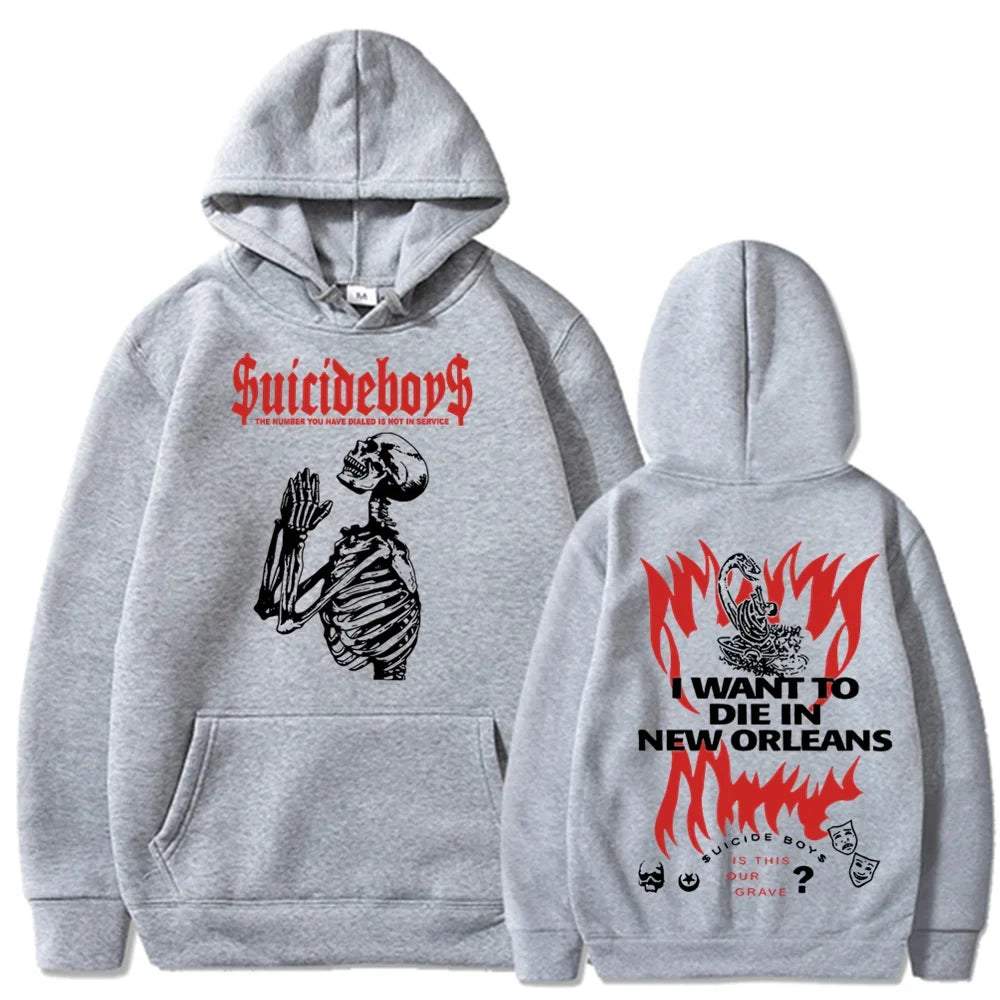 2025 new hoodie Suicide boy Wearing a hood, I want to die in New Orleans, super fashionable hoodie