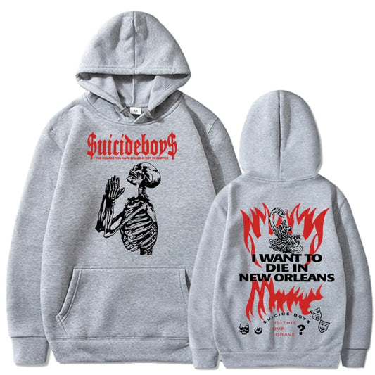 2025 new hoodie Suicide boy Wearing a hood, I want to die in New Orleans, super fashionable hoodie