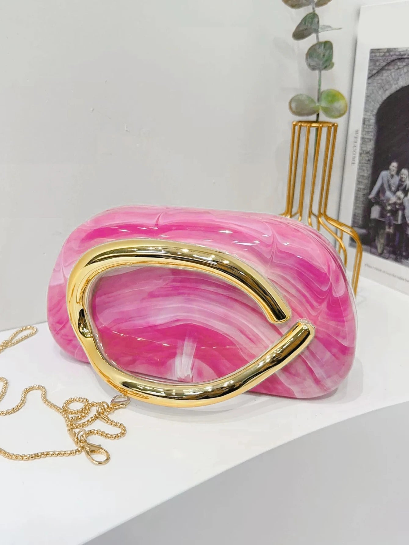 Women's Sealed Box Shaped Acrylic Clutch Fashion Dinner Wedding Party Handbag Elegant Luxury Designer Crossbody Shoulder Bag