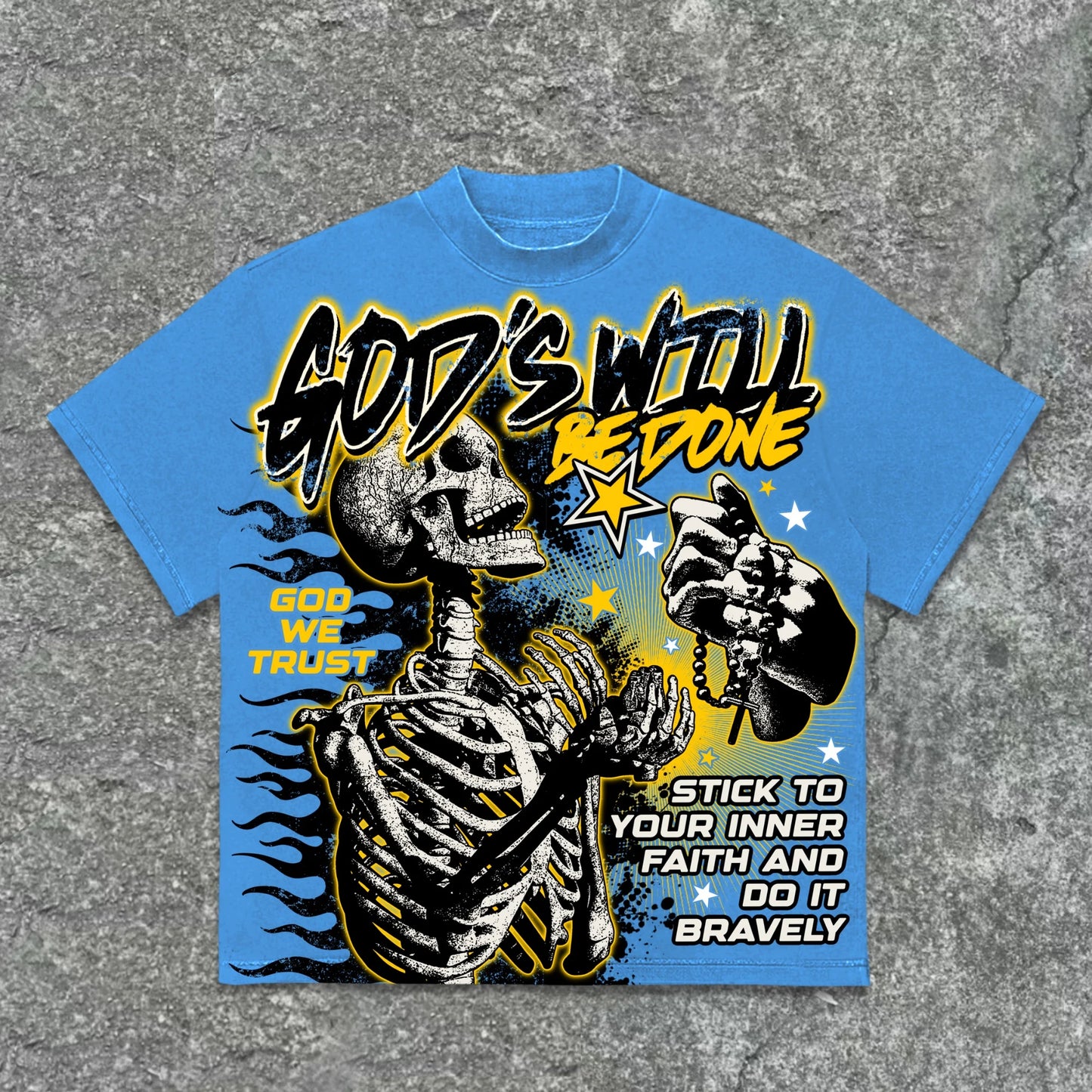 American Retro God's Will Skull Retro Pattern Cotton T-shirt Printed Graphic Men and Women Y2K Oversized T-shirt Street Wear