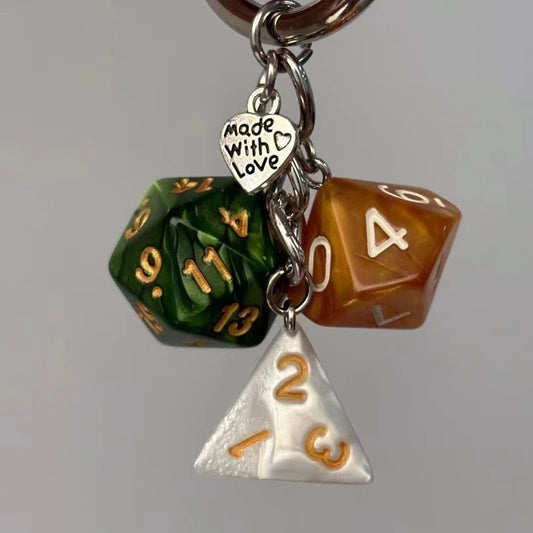 Vintage Irregular Dice Keychain Bag Charm Personality Y2K Metal Iron Knot Buckle Novelty Backpack Decoration Accessories Gift