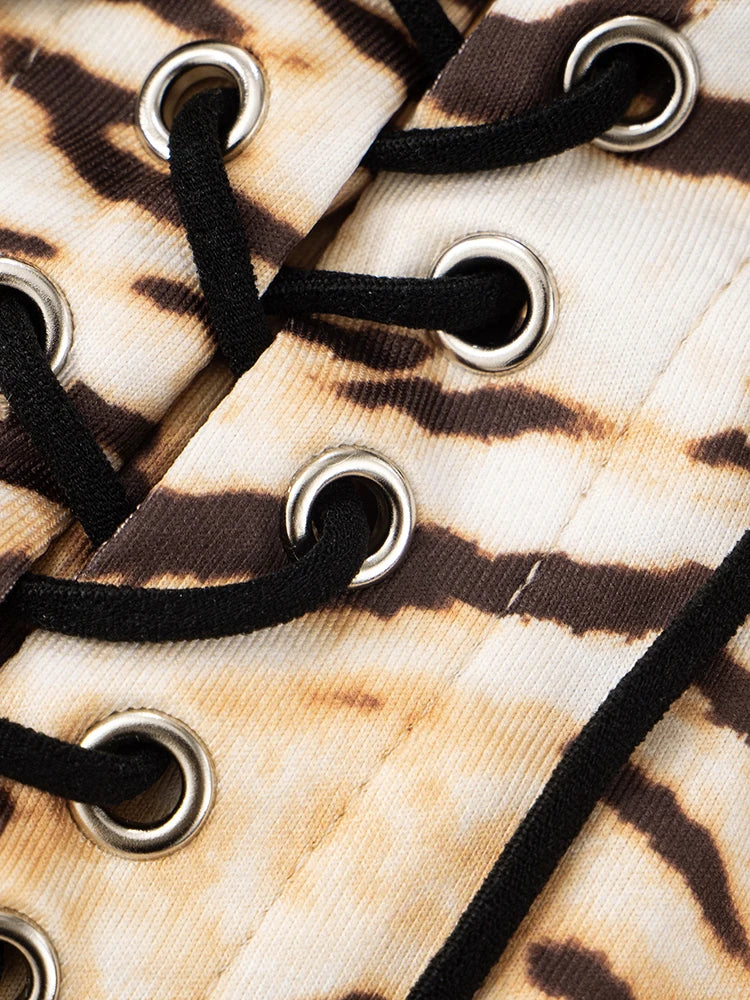 Weird Puss Tiger Stripes Fashion Mini Shorts Women Sexy Bandage Skinny Peach Hip Bottoms Hottie Midnight Hipster Party Outfits