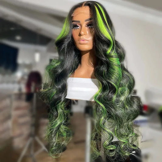 30 40 Inch Green Body Wave Human Hair Lace Front Wigs 13x4 13X6 HD Lace Frontal Wig Brazilian Colored Highlight Wig Human Hair