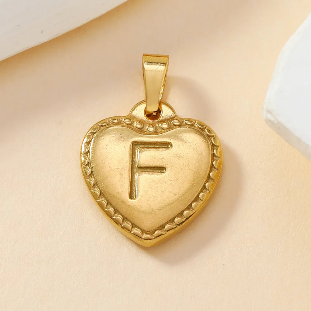 316L Stainless Steel Initial Necklace Letter Heart Pendant Chain For Women Name Jewelry Accessories