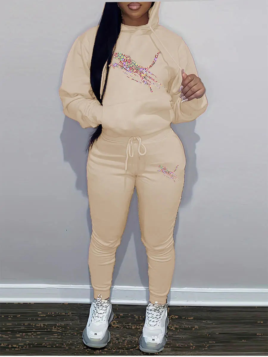 2025 New Ladies hoodies Track Suit Sportswear Sweatsuit Print Designer Sweatshirts sweatpants Hoodies Outfit Women pant Sets