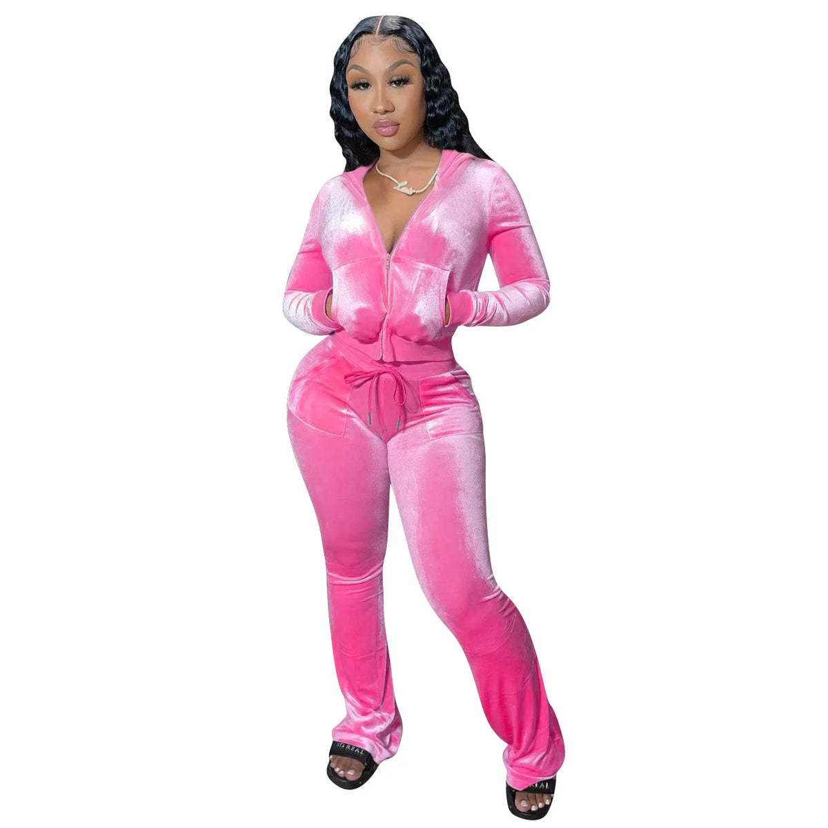 Fashion Sexy Slim 2 Piece Set For Women Casual Solid Hooded Zip Tops+High Waist Pants Sets Outfits Lady Sports Women's Clothing