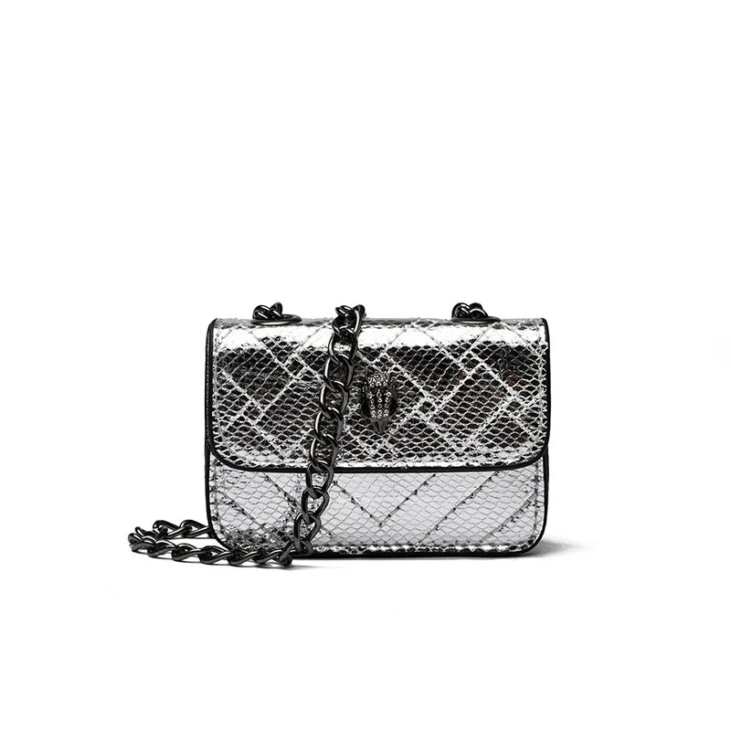 Multicolor Glitter Sequins V Diamond Quilted Mini Square Bag Ladies Eagle Head Lock Gold Metal Chain Crossbody Shoulder Handbag
