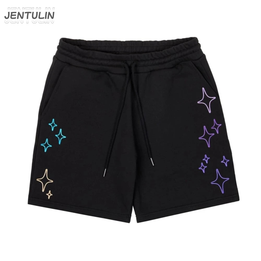 Streetwear Korean Men's Shorts Pants Constellation Graphic Star Print Oversized Jorts Baggy Harajuku Y2k Unisex Clothing Goth BF