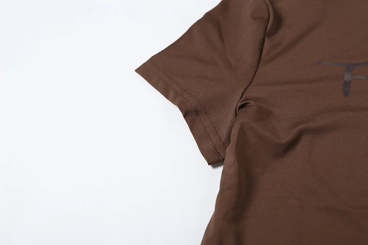 Weird Puss Casual Sporty 2 Piece Set Women Tracksuit Letter Print Short Sleeve Crop Tops+Ruched Shorts Daily Fashion Streetwear