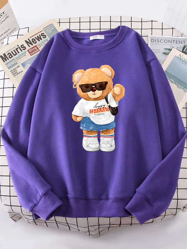 A Young Teday Bear Girl Full Of Vitality Cute Hoodie Women Street Fleece Hoody Hipster Loose Sweatshirt hip hop Oversized Tops