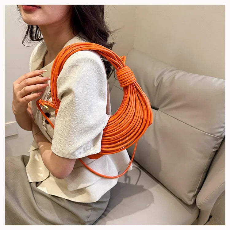 2025 Trendy! Women's Multicolored Woven Knot Handbag - Stylish Crossbody/Top Handle Bag | High-End Texture for Streetwear