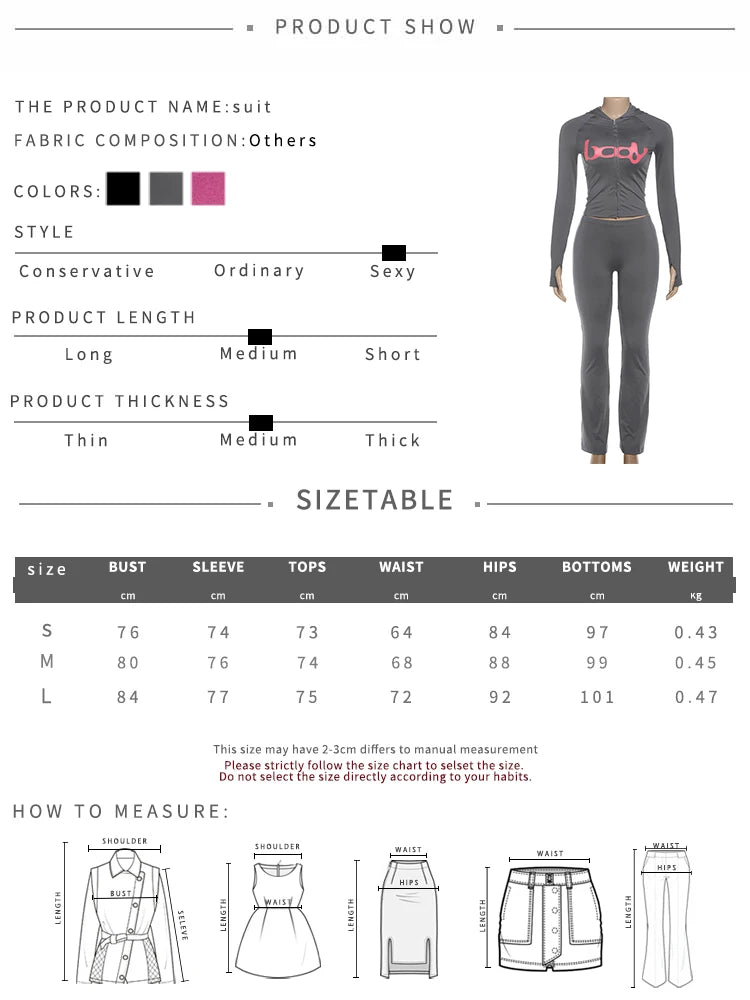 Weird Puss Letter Print 2 Piece Set Women Tracksuit Hooded Jacket+Leggings Matching Stretch Streetwear Casual Sporty Outfits