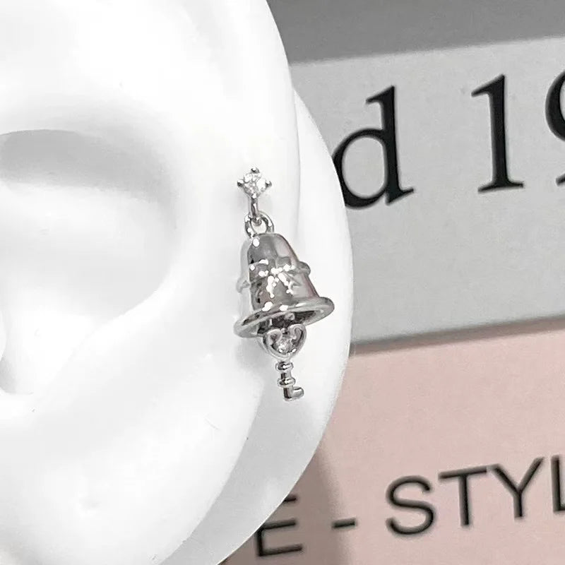1pcs Quality Love Star Zircon 316L Stainless Steel Ear Bone Nail Y2K Silver Color Earring for Women Cochlear Accessorie