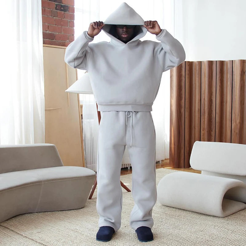 Male Autumn New sweatsuit Casual Solid Couple's Hooded Sweatshirt Loose Sweatpants Jogging Sweatshirt Trousers Outfits Suits ﻿