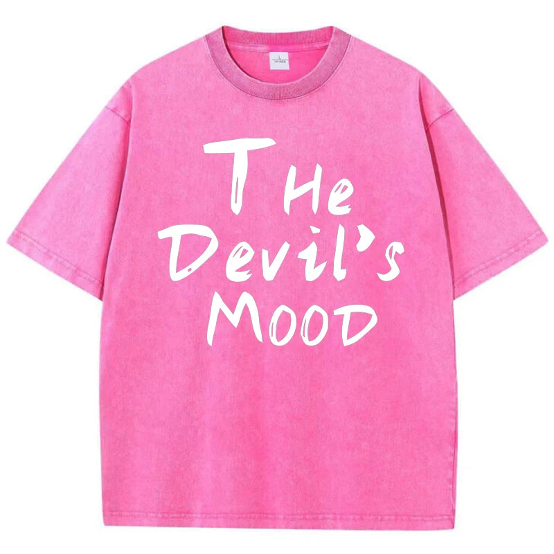 Pink Letter Design Washed T Shirt Women Vintage Cotton T-shirts Streetwear Soft Mineral Tees Girl Loose Female Tee Tops Y2k