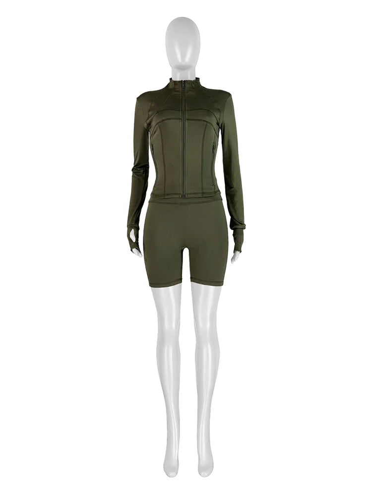 Women's Cropped Jacket and Shorts Tracksuit