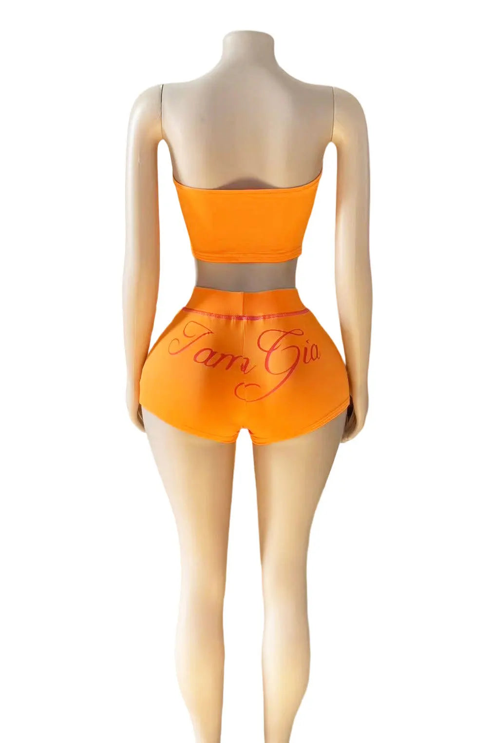 HLJ&GG Y2K Sexy Letter Print Two Piece Sets Women Off Shoulder Backless Slim Crop Top And Shorts Outfits Fashion 2pcs Streetwear