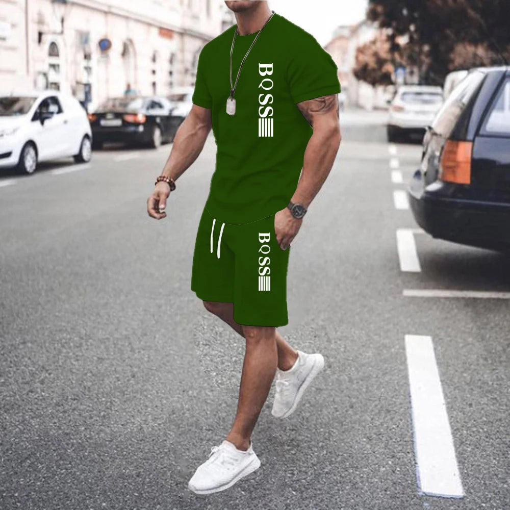 Men Sets 2 Piece Set T shirts Men Sport Set Casual Summer Clothing Y2K Tee Top Joggers Plaid Tshirt Men Shorts Outfit