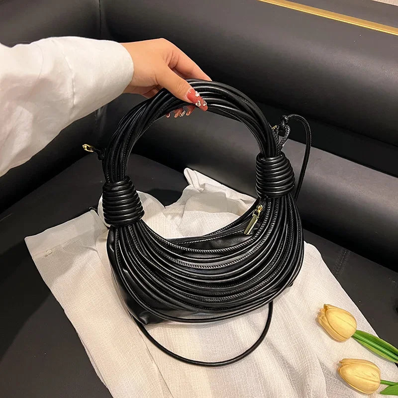2025 Trendy! Women's Multicolored Woven Knot Handbag - Stylish Crossbody/Top Handle Bag | High-End Texture for Streetwear