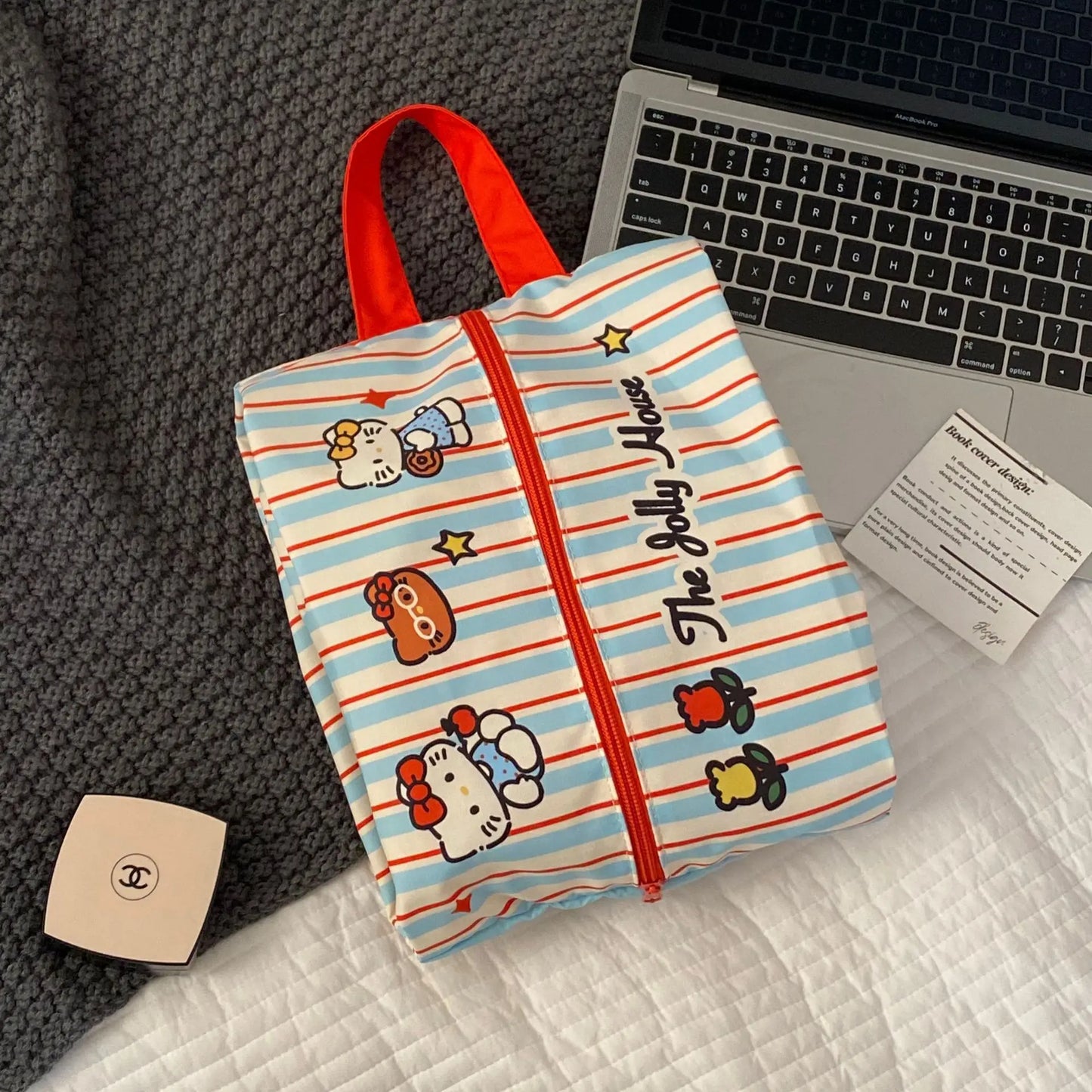 Striped Cat Travel Organizer Bag Portable Luggage Storage Pouch For Trip Business Hand Carry Cosmetic Case