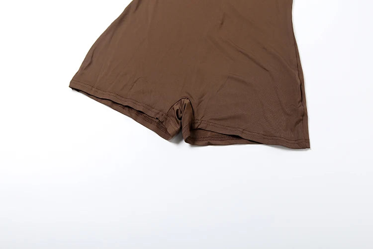 Weird Puss Letter Print Fashion Romper Women Body-Shaping  o-Neck Mini Sleeve Tight Peach Hip Casual Simple Workout Playsuits