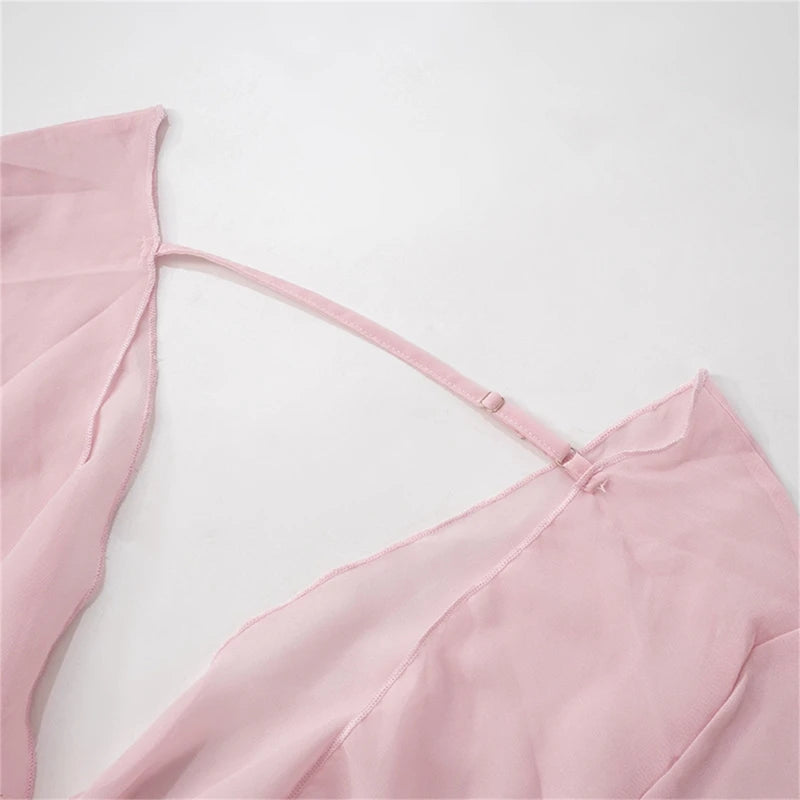 Women Babydoll Lingerie Nightgown Sleepwear Sexy Sheer Mesh Cowl Neck Backless Mini Dress Exotic Nightwear See Through Dress