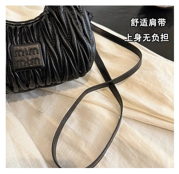 2025 New! Women's Niche Pleated Dumpling Bag – Mini Portable, Summer Trendy, Lightweight Fabric & Easy-Carry Messenger