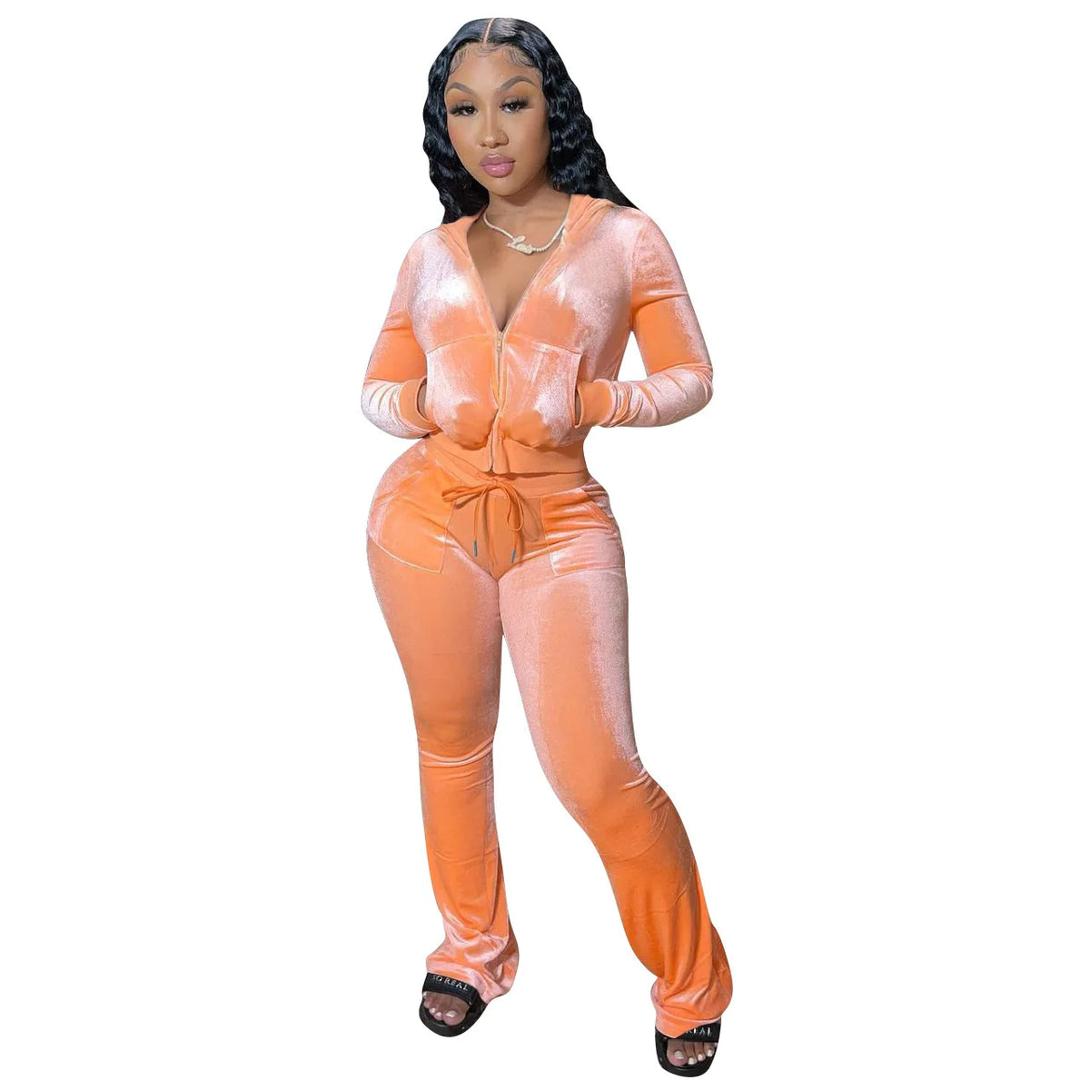 Fashion Sexy Slim 2 Piece Set For Women Casual Solid Hooded Zip Tops+High Waist Pants Sets Outfits Lady Sports Women's Clothing