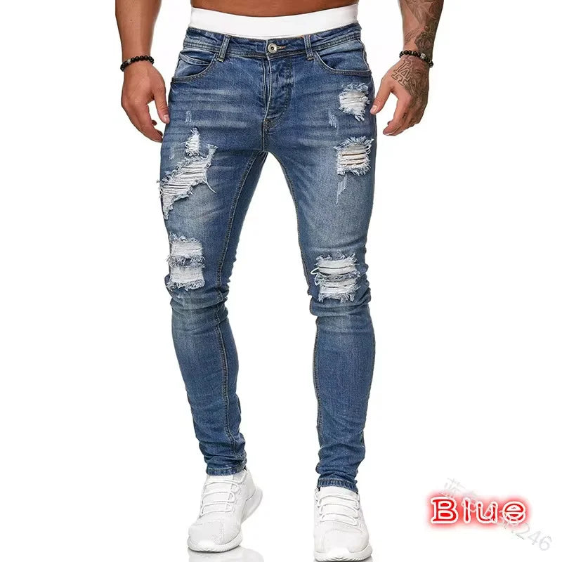 Denim Jeans Casual Skinny Pants Stretch Denim Trousers Male Slim Fit Straight Pants Fashion Jeans Soild Pencil Pants Man Clothing, men's jeans